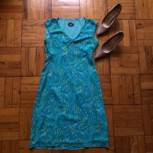 Ny&Co Blue Vintage Paisley Sheer Midi Slip Dress Size 4 Cocktail Office Dress